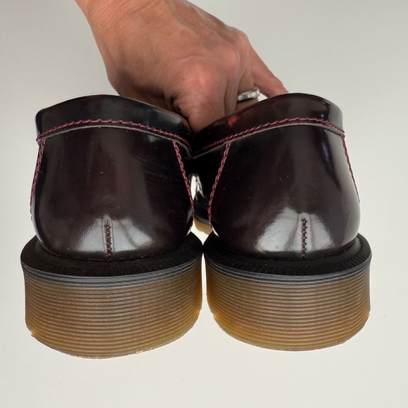 Dr. Martens Burgundy Leather Kiltie Bit Loafers - Picture 4 of 8